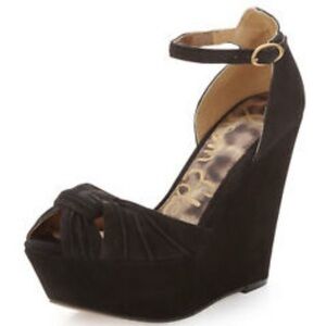 Sam Edelman Qiana Black Suede Wedge Size 8 1/2